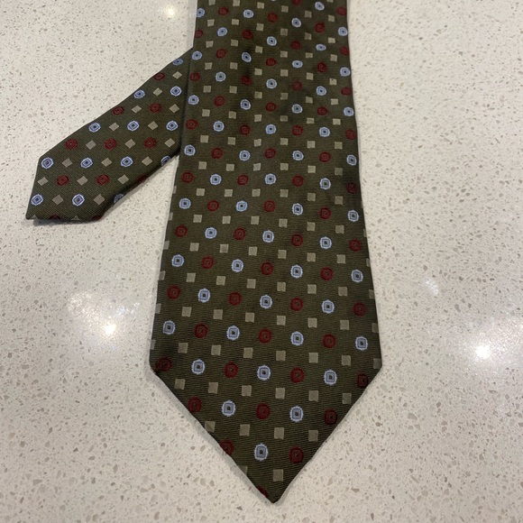Zegna olive green silk tie